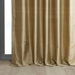 Livingstone Taupe Textured Dupioni Silk Curtain -Chic Curtains Shop DIS ID1825 floor break