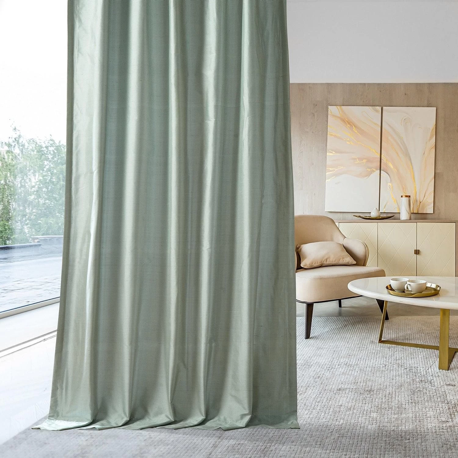 Sirssa Check Silk Curtain 3 Sirssa Check Silk Curtain