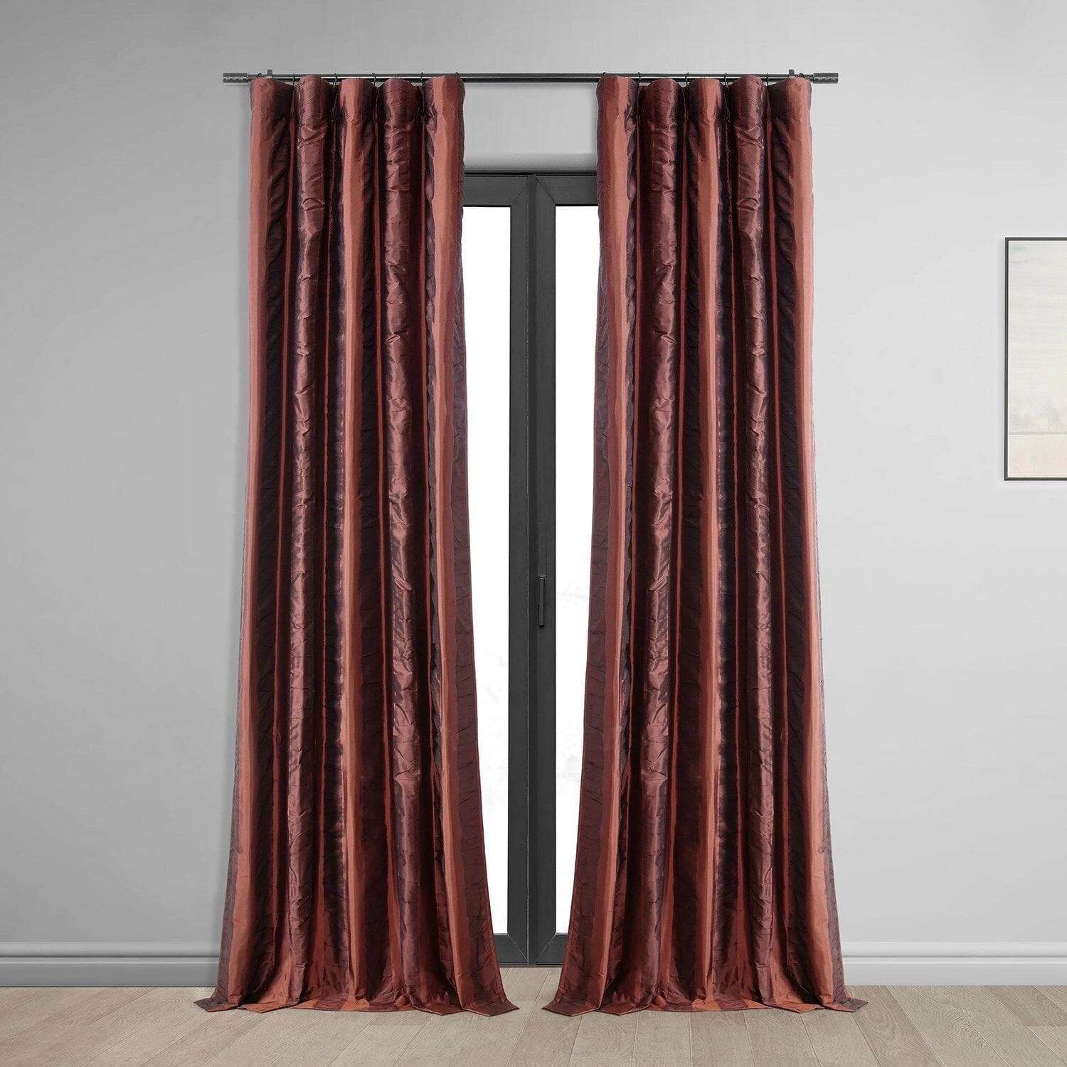 Saltaana Red Striped Silk Curtain 3 Saltaana Red Striped Silk Curtain