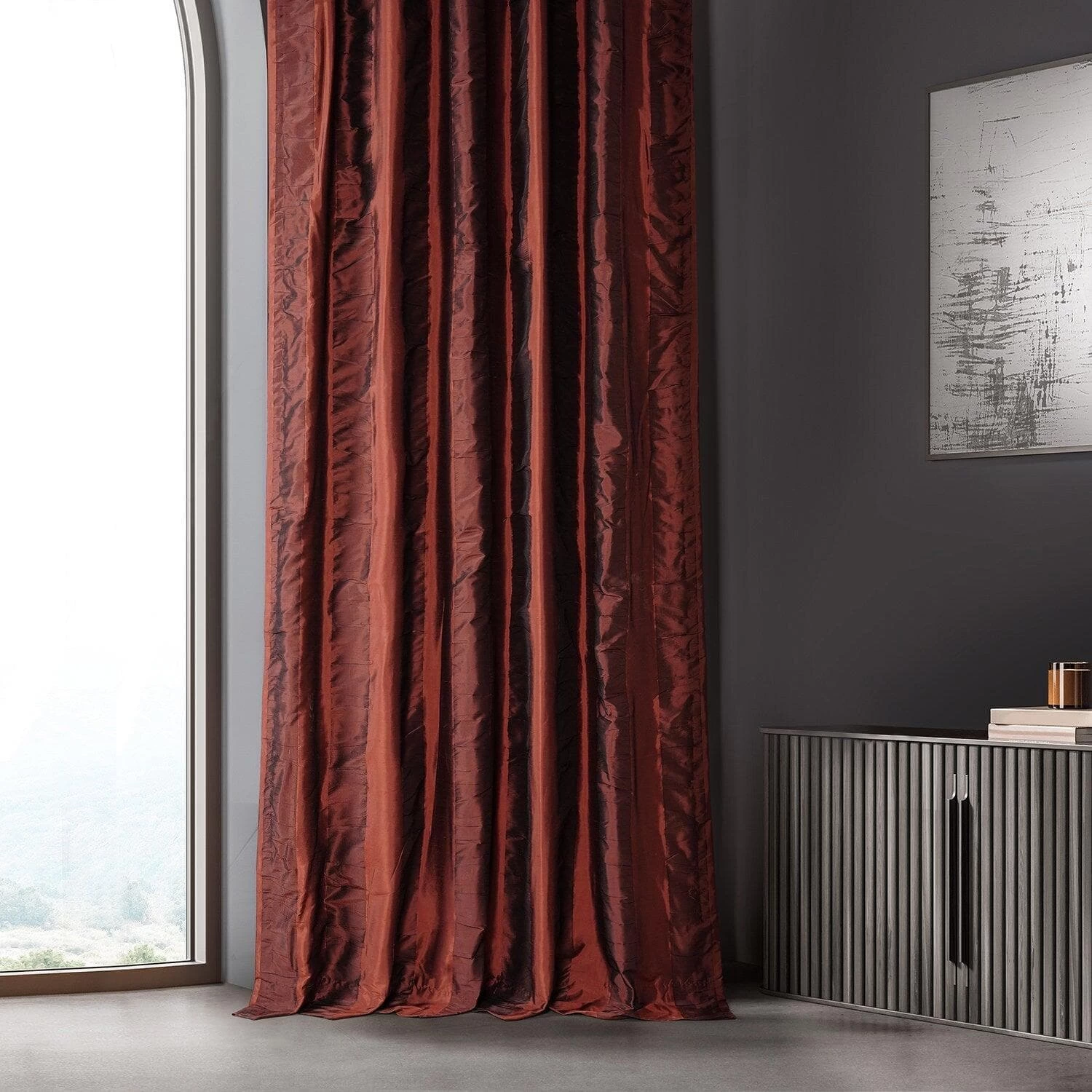Saltaana Red Striped Silk Curtain 8 Saltaana Red Striped Silk Curtain - Image 6