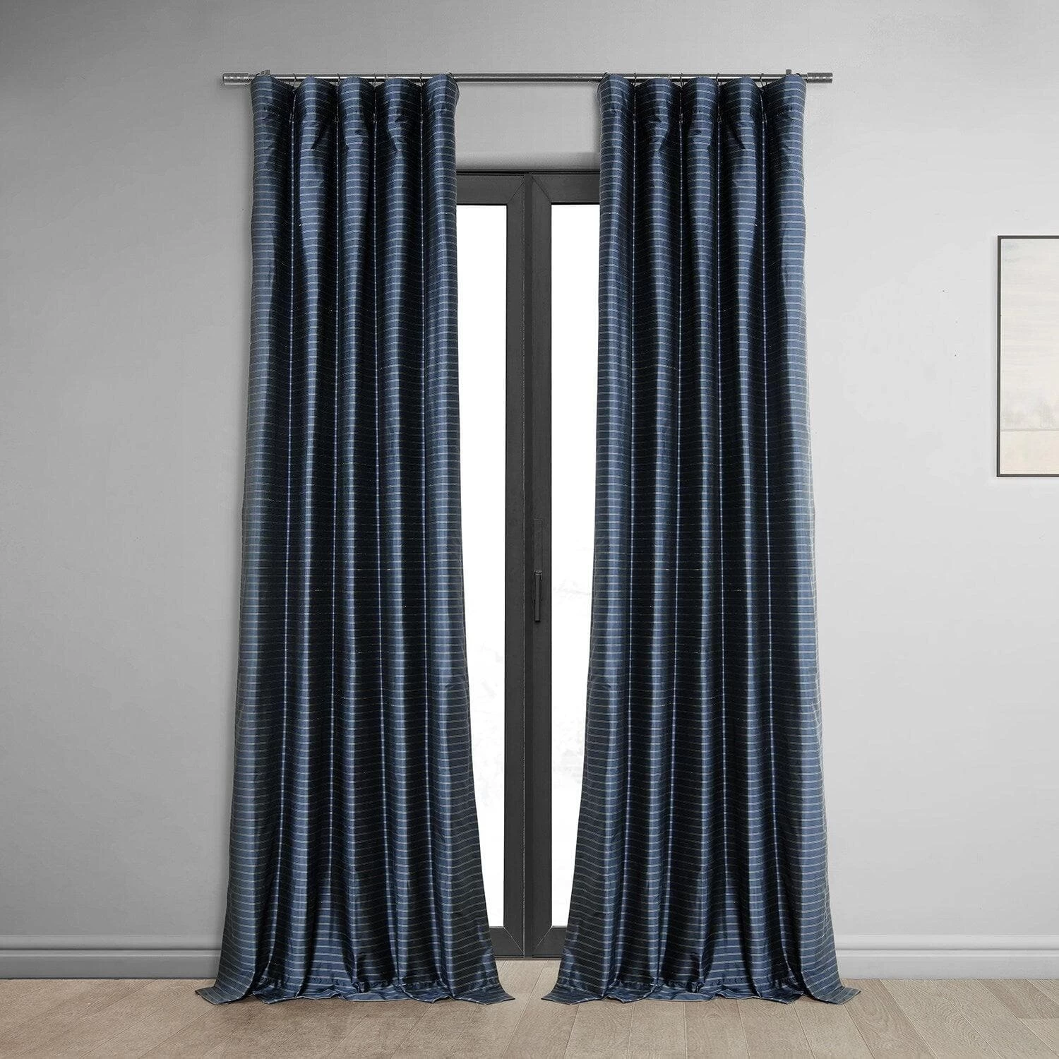 Reevan Blue Striped Silk Curtain 3 Reevan Blue Striped Silk Curtain