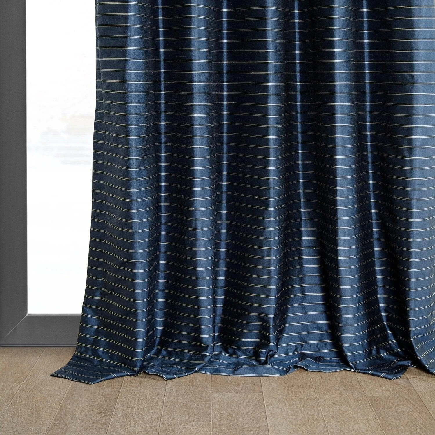 Reevan Blue Striped Silk Curtain 7 Reevan Blue Striped Silk Curtain - Image 5