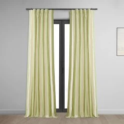 Aamani Green Yellow Striped Silk Curtain