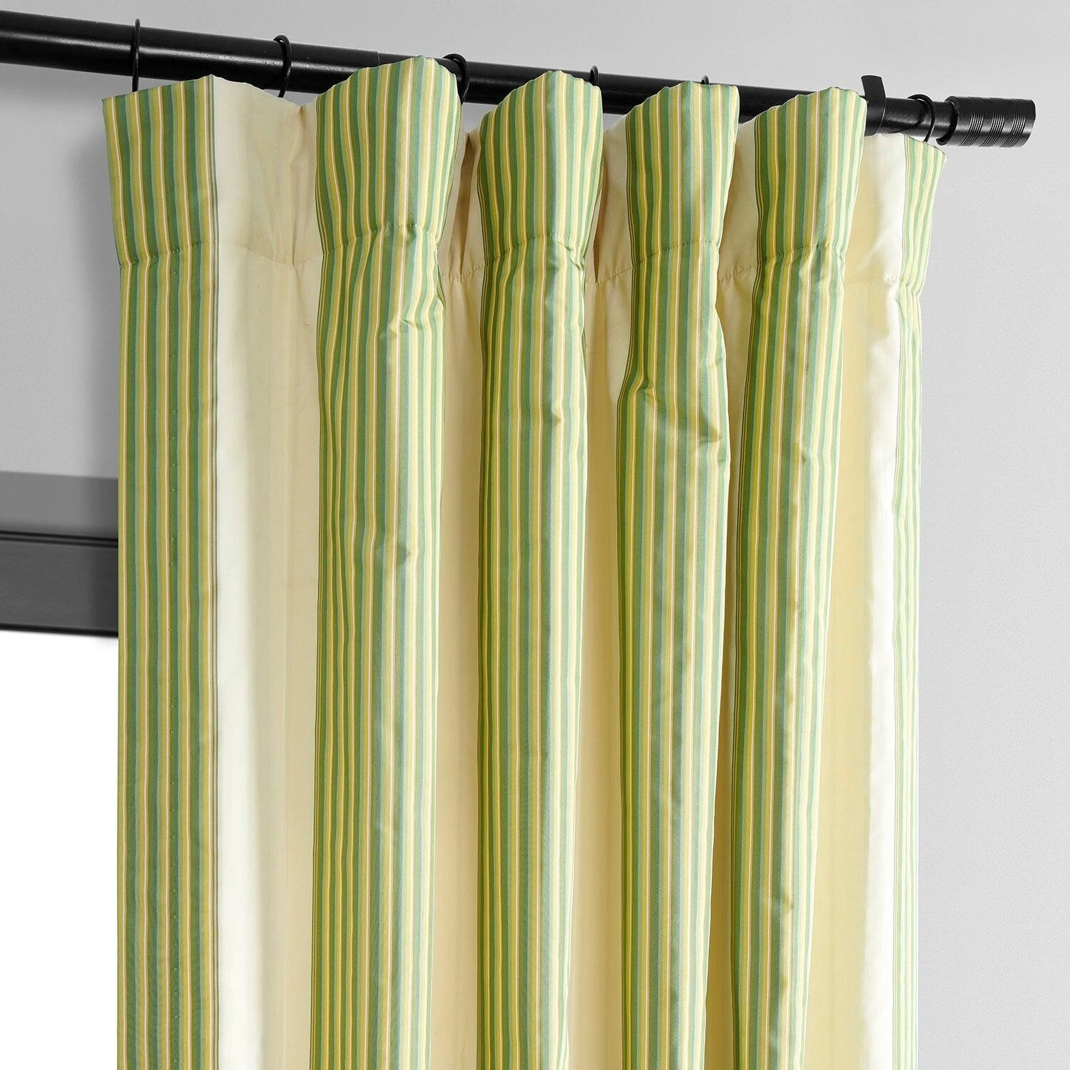 Aamani Green Yellow Striped Silk Curtain 4 Aamani Green Yellow Striped Silk Curtain - Image 2