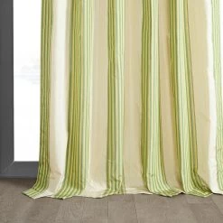 Aamani Green Yellow Striped Silk Curtain 12 Aamani Green Yellow Striped Silk Curtain -Chic Curtains Shop DS MRJSTK5041 98122 3