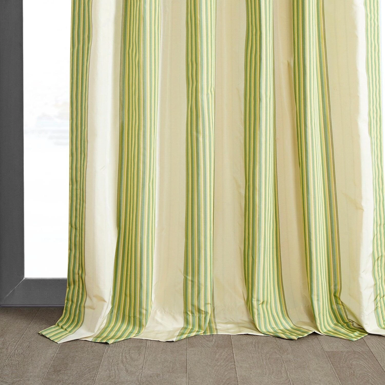 Aamani Green Yellow Striped Silk Curtain 7 Aamani Green Yellow Striped Silk Curtain - Image 5