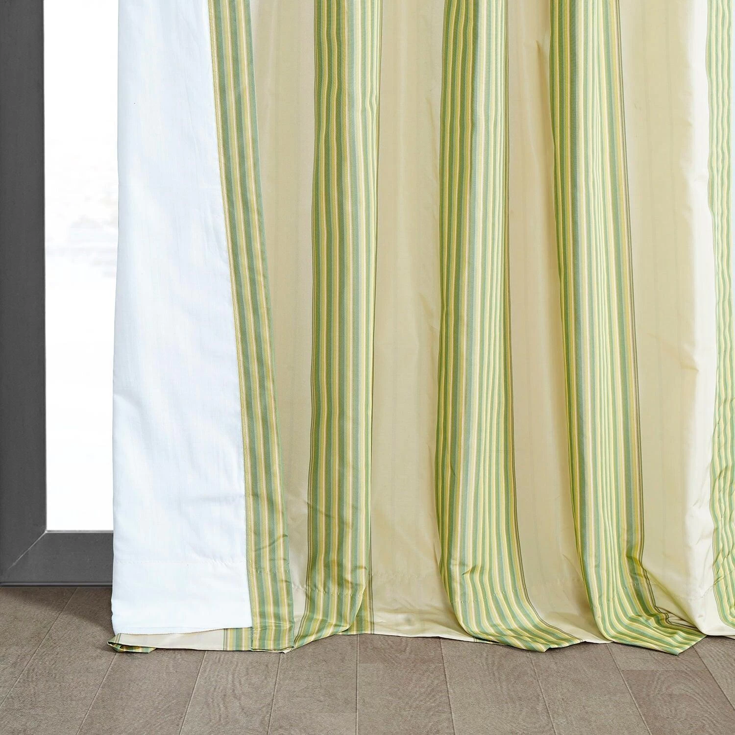 Aamani Green Yellow Striped Silk Curtain 6 Aamani Green Yellow Striped Silk Curtain - Image 4
