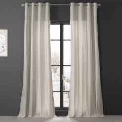 Fable Beige Grommet Dune Textured Cotton Curtain Pair (2 Panels)