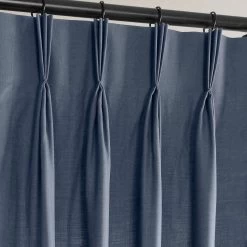 Noble Navy French Pleat Dune Textured Cotton Curtain -Chic Curtains Shop DTCC 20804 FP 98282 2