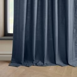 Noble Navy French Pleat Dune Textured Cotton Curtain -Chic Curtains Shop DTCC 20804 FP 98282 3