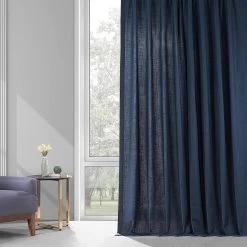 Noble Navy Dune Textured Cotton Curtain Pair (2 Panels) -Chic Curtains Shop DTCC 20804 74964