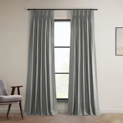 Dark Grey French Pleat Dune Textured Cotton Curtain