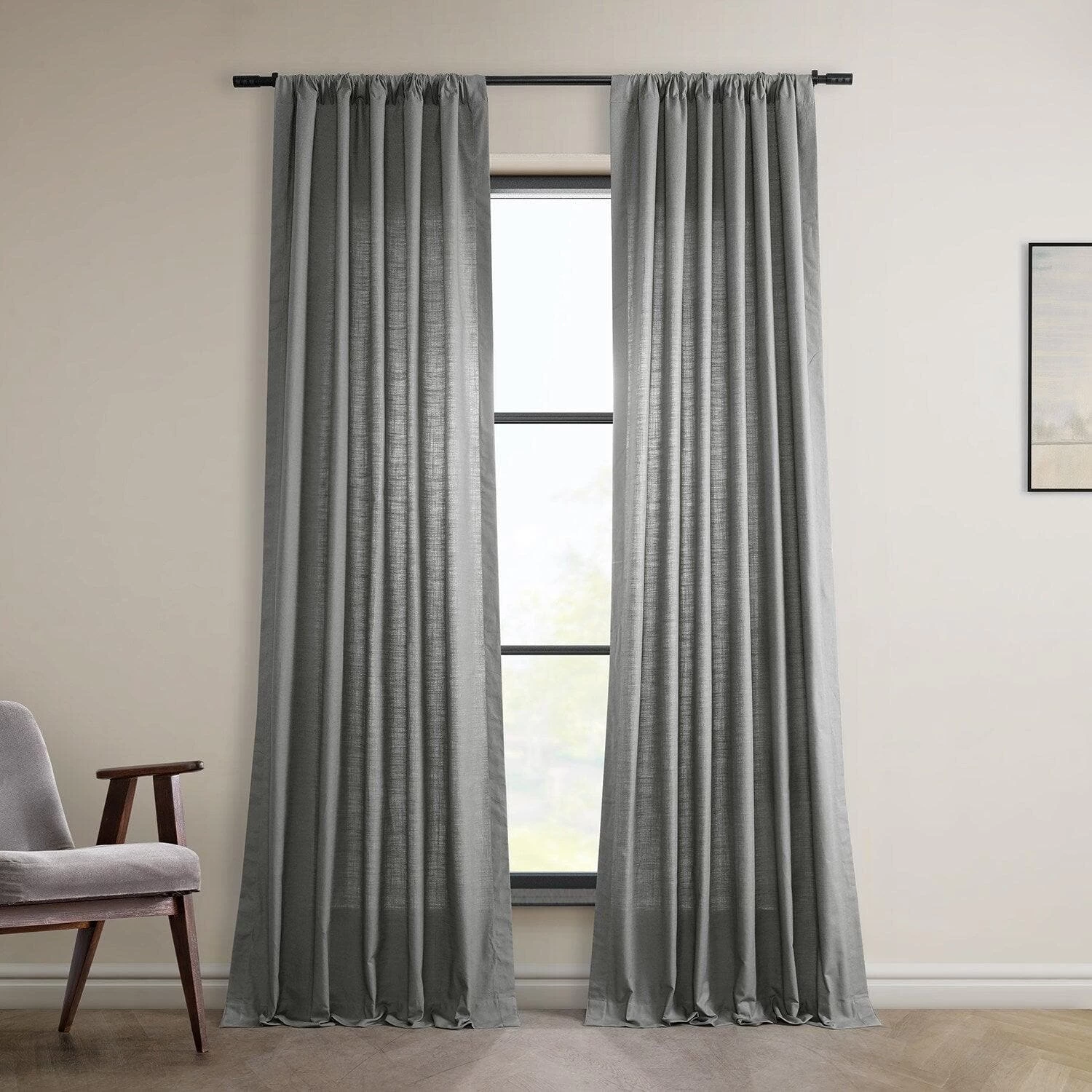 Dark Grey Dune Textured Cotton Curtain Pair (2 Panels) 3 Dark Grey Dune Textured Cotton Curtain Pair (2 Panels)