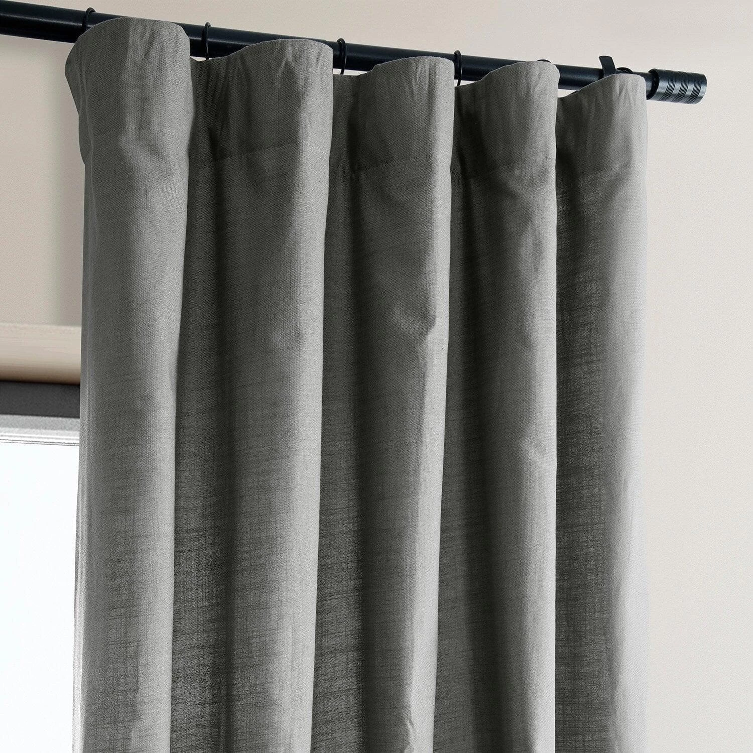 Dark Grey Dune Textured Cotton Curtain Pair (2 Panels) 4 Dark Grey Dune Textured Cotton Curtain Pair (2 Panels) - Image 2