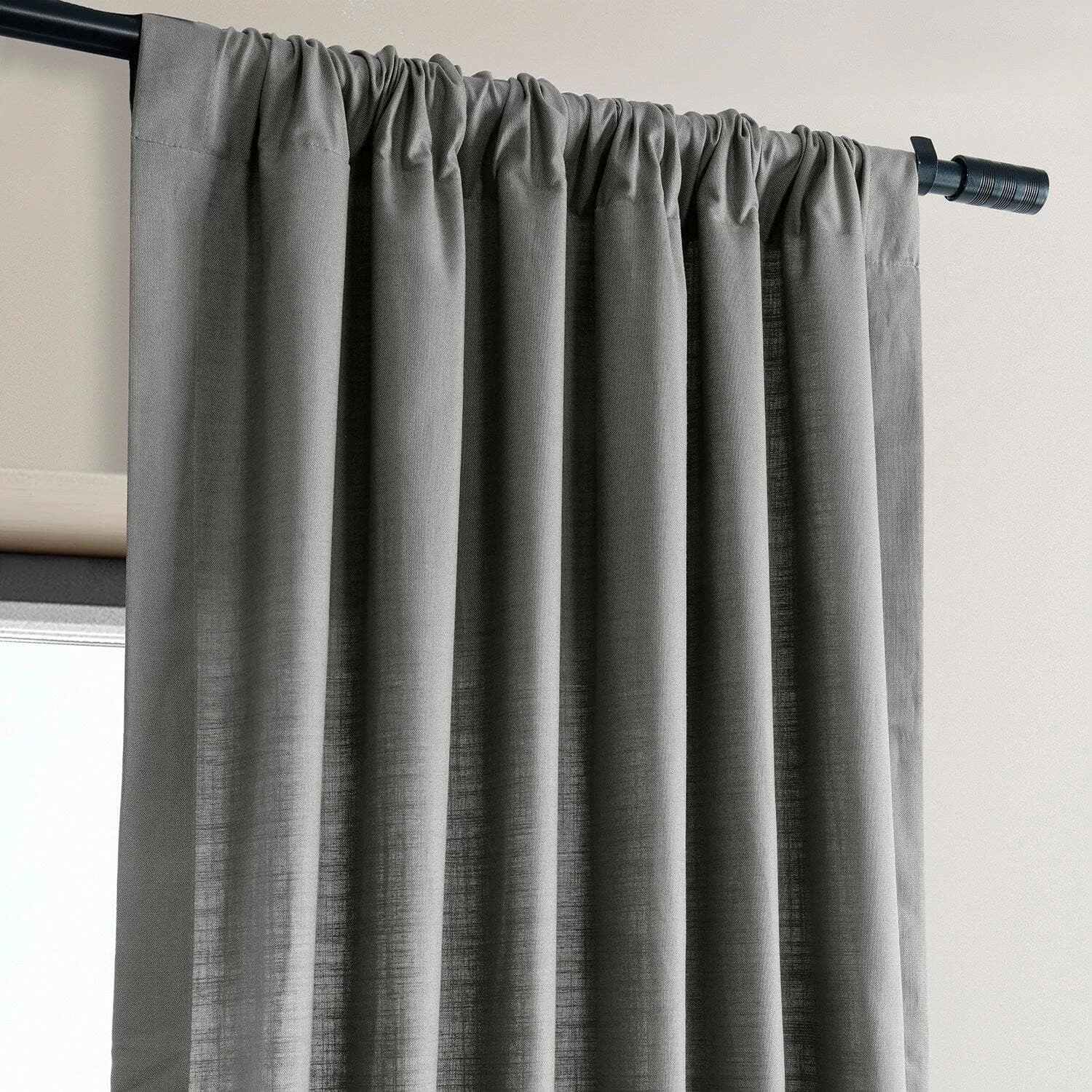 Dark Grey Dune Textured Cotton Curtain Pair (2 Panels) 6 Dark Grey Dune Textured Cotton Curtain Pair (2 Panels) - Image 4
