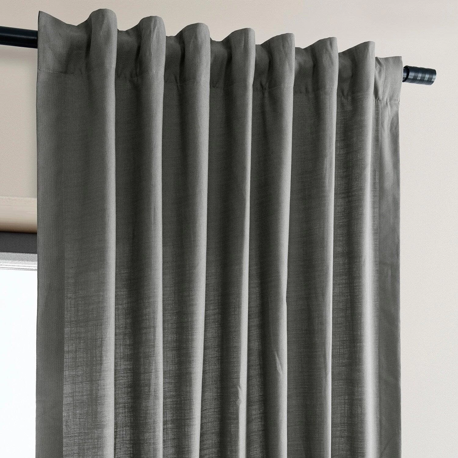 Dark Grey Dune Textured Cotton Curtain Pair (2 Panels) 5 Dark Grey Dune Textured Cotton Curtain Pair (2 Panels) - Image 3