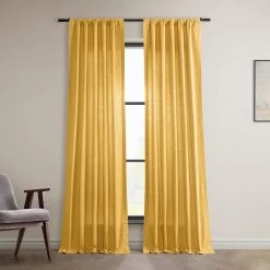 Ochre Dune Textured Cotton Curtain Pair (2 Panels)