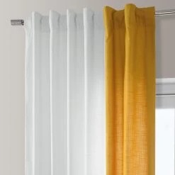 White & Orchre Bold Frame Bordered Dune Textured Cotton Curtain 10 White & Orchre Bold Frame Bordered Dune Textured Cotton Curtain -Chic Curtains Shop DTCC BB230302 back tab header
