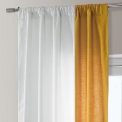 White & Orchre Bold Frame Bordered Dune Textured Cotton Curtain 11 White & Orchre Bold Frame Bordered Dune Textured Cotton Curtain -Chic Curtains Shop DTCC BB230302 pole pocket header