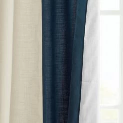 Beige & Navy Bold Frame Bordered Dune Textured Cotton Curtain 12 Beige & Navy Bold Frame Bordered Dune Textured Cotton Curtain -Chic Curtains Shop DTCC BB230303 lining view