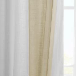 White & Beige Bold Frame Bordered Dune Textured Cotton Curtain -Chic Curtains Shop DTCC BB230304 lining view