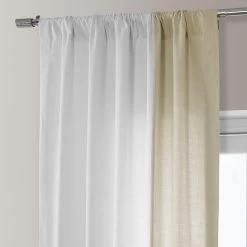 White & Beige Bold Frame Bordered Dune Textured Cotton Curtain -Chic Curtains Shop DTCC BB230304 pole pocket header