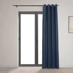 Noble Navy Grommet Dune Textured Cotton Hotel Blackout Curtain -Chic Curtains Shop DTCC BO20804 GR.2AA