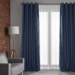Noble Navy Grommet Dune Textured Cotton Hotel Blackout Curtain -Chic Curtains Shop DTCC BO20804 GR.2AX