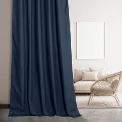 Noble Navy Dune Textured Cotton Hotel Blackout Curtain -Chic Curtains Shop DTCC BO20804.1AX