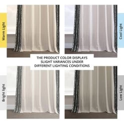 Sharkskin Black Bordered Cotton Curtain 13 Sharkskin Black Bordered Cotton Curtain -Chic Curtains Shop DTCC SB220601 angled front view