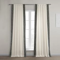 Sharkskin Black Bordered Cotton Curtain
