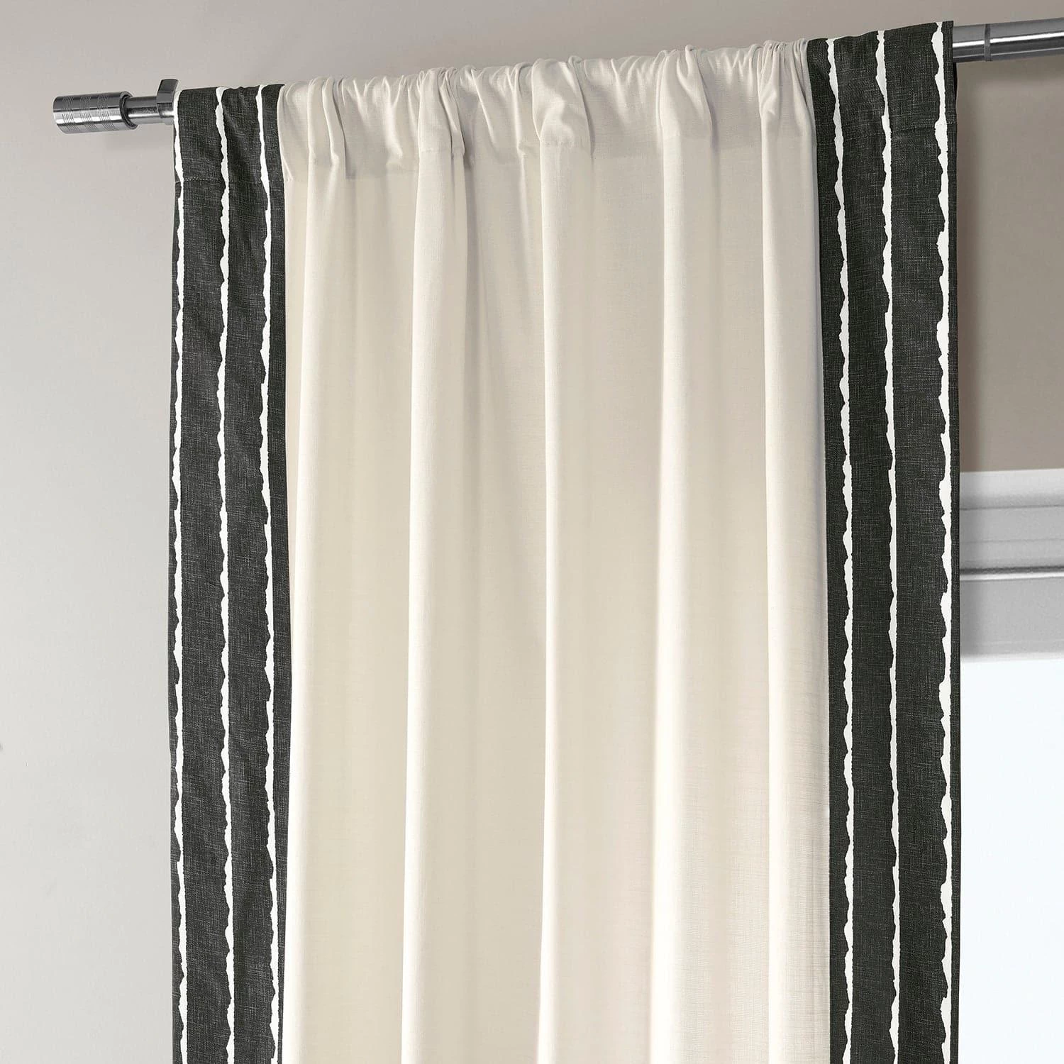 Sharkskin Black Bordered Cotton Curtain 6 Sharkskin Black Bordered Cotton Curtain - Image 4