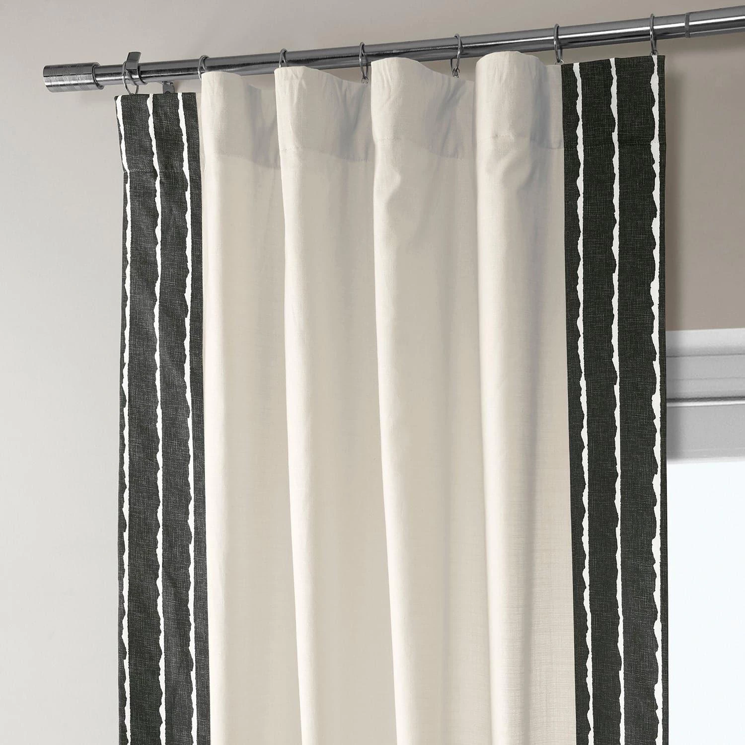 Sharkskin Black Bordered Cotton Curtain 4 Sharkskin Black Bordered Cotton Curtain - Image 2