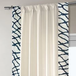 Ellis Blue Bordered Cotton Curtain -Chic Curtains Shop DTCC SB220604 pole pocket header b7405d65 aa55 489e 9dae f771b58f828e