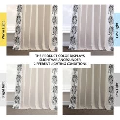 Sago Black Bordered Cotton Curtain -Chic Curtains Shop DTCC SB220606 angled front view