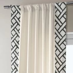 Garden Path Black Bordered Cotton Curtain -Chic Curtains Shop DTCC SB220607 pole pocket header 47178474 23e1 4f41 8997 ca64df07e63f