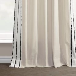 Sharkskin Black Striped Bordered Cotton Curtain -Chic Curtains Shop DTCC SB220608 floor break 1780b5c0 442d 4804 918a ab97702663fe