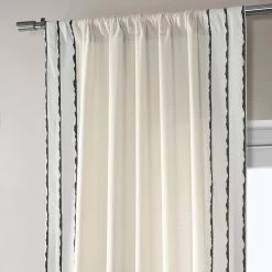 Sharkskin Black Striped Bordered Cotton Curtain -Chic Curtains Shop DTCC SB220608 pole pocket header b5405dee 531d 41d3 860f 95af713acb4d