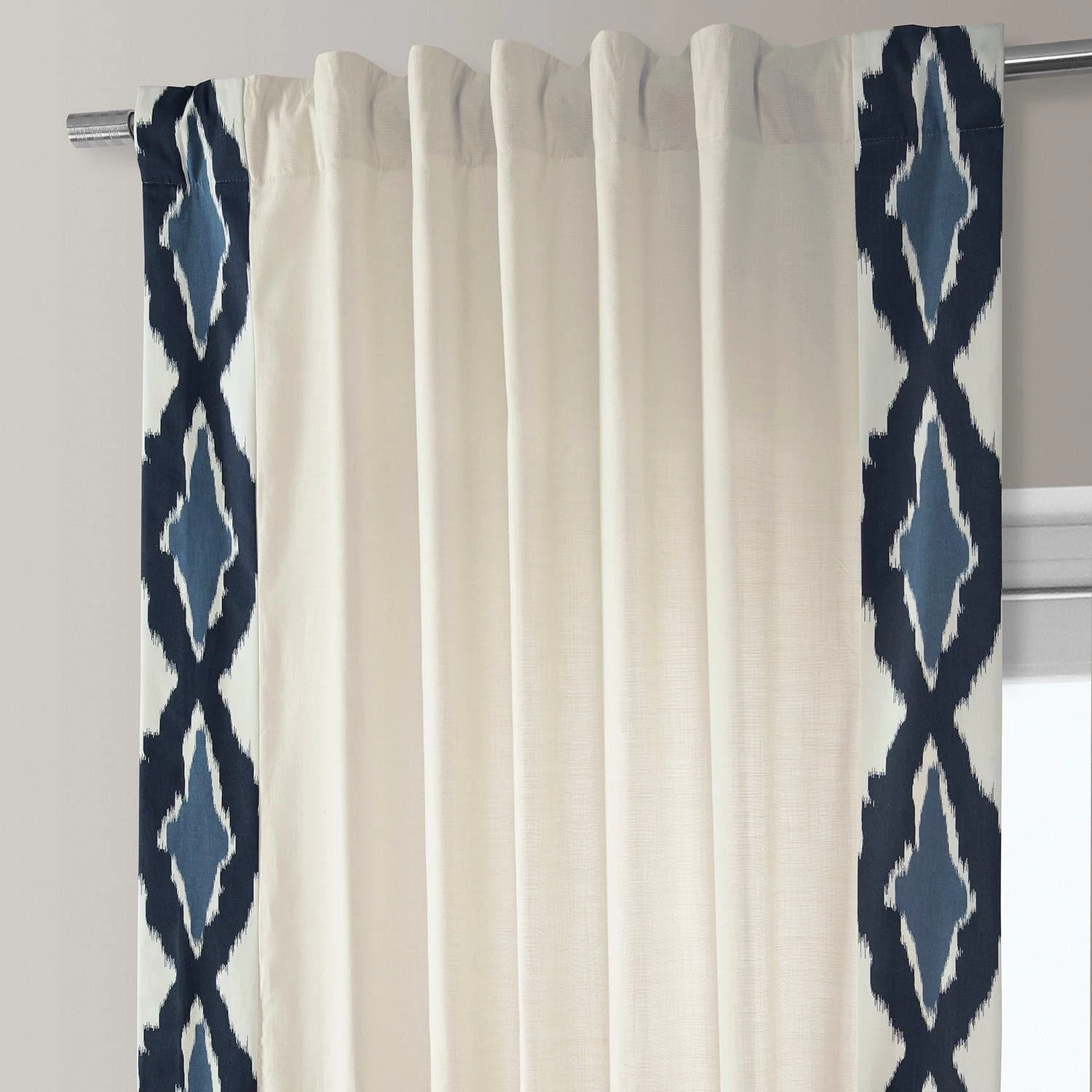 Sorong Royal Blue Bordered Cotton Curtain 5 Sorong Royal Blue Bordered Cotton Curtain - Image 3
