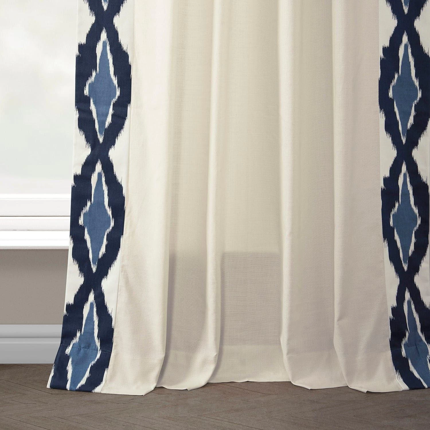 Sorong Royal Blue Bordered Cotton Curtain 7 Sorong Royal Blue Bordered Cotton Curtain - Image 5