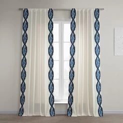 Sorong Royal Blue Bordered Cotton Curtain