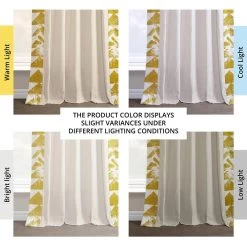 Triad Gold Bordered Cotton Curtain -Chic Curtains Shop DTCC SB220613 angled front view