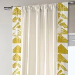 Triad Gold Bordered Cotton Curtain -Chic Curtains Shop DTCC SB220613 pole pocket header 6c2fadb2 0c2b 41d9 9b00 a28c2701d613