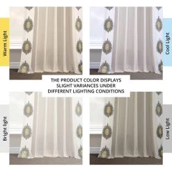 Mayan Gold Bordered Cotton Curtain -Chic Curtains Shop DTCC SB220614 angled front view