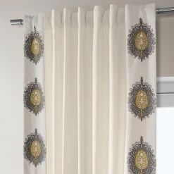 Mayan Gold Bordered Cotton Curtain -Chic Curtains Shop DTCC SB220614 back tab header 348ab8bc 0ec7 418d ae64 d421021308c9