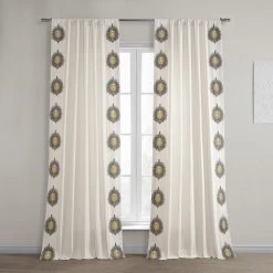 Mayan Gold Bordered Cotton Curtain