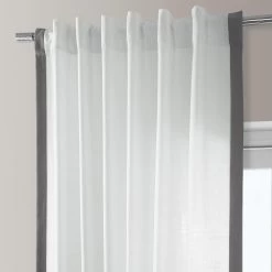 White & Dark Grey Thin Frame Bordered Dune Textured Cotton Curtain -Chic Curtains Shop DTCC TFB230311 back tab header