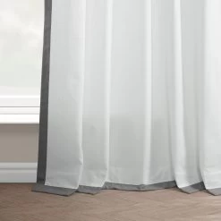 White & Dark Grey Thin Frame Bordered Dune Textured Cotton Curtain -Chic Curtains Shop DTCC TFB230311 floor break