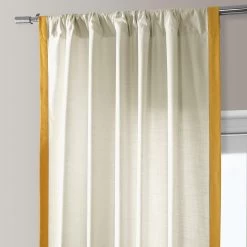 Cream & Ochre Thin Frame Bordered Dune Textured Cotton Curtain 11 Cream & Ochre Thin Frame Bordered Dune Textured Cotton Curtain -Chic Curtains Shop DTCC TFB230312 pole pocket header
