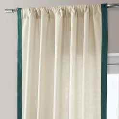 Beige & Dark Green Thin Frame Bordered Dune Textured Cotton Curtain 10 Beige & Dark Green Thin Frame Bordered Dune Textured Cotton Curtain -Chic Curtains Shop DTCC TFB230314 pole pocket header